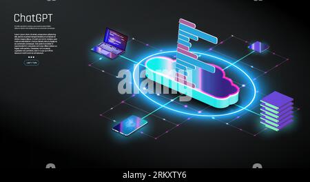 Artificial intelligence chatbot on technology background, ChatGPT AI Chatbot concept ChatGPT concept. Artificial intelligence and neural network.  Cha Stock Vector