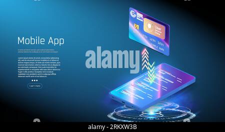 Realistic smartphone mockup. Device UI/UX mockup for presentation template. Internet of things concept. Gadget of future, smartphone payment technolog Stock Vector