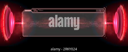 interface elements. futuristic abstract HUD frame screen, button, loading, text isolated on black background. GUI elements for game. Data information Stock Vector