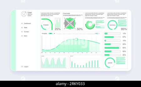 Dashboard, great design for any site purposes. Business infographic template. Big data concept Dashboard user admin panel template design. Analytics a Stock Vector