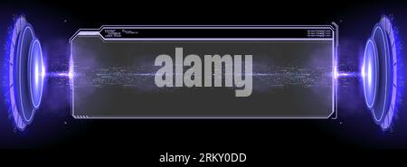 interface elements. futuristic abstract HUD frame screen, button, loading, text isolated on black background. GUI elements for game. Data information Stock Vector