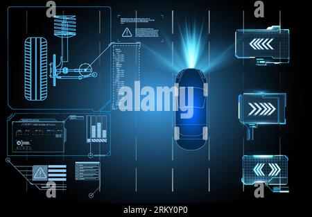 Collection of modern abstract posters. In acid style. Retro futuristic design elements, perspective grid, tunnel, circle. Black and white retro cyberp Stock Vector