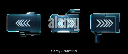 High tech screen for video game. Sci-fi concept design. Square Frames Vector Futuristic callouts titles. Info boxes, digital information bar labels. M Stock Vector