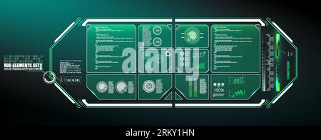 Futuristic Vector HUD Interface Screen Design. Digital callouts titles. HUD UI GUI futuristic user interface screen elements set. High tech screen for Stock Vector
