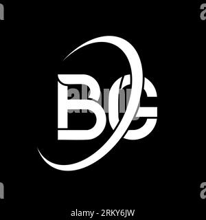 BG logo. B G design. White BG letter. BG/B G letter logo design. Initial letter BG linked circle uppercase monogram logo. Stock Vector