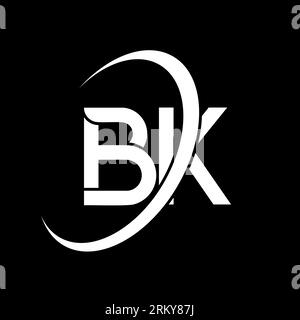 BK logo. B K design. White BK letter. BK/B K letter logo design. Initial letter BK linked circle uppercase monogram logo. Stock Vector