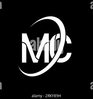 MCM abstract technology logo design on Black background. MCM