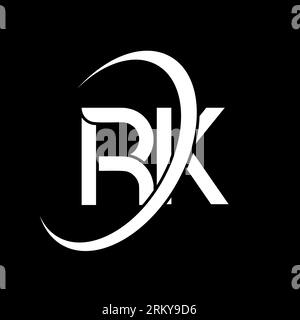 RK logo. R K design. White RK letter. RK/R K letter logo design. Initial letter RK linked circle uppercase monogram logo. Stock Vector