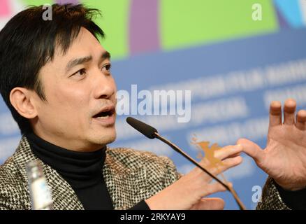 Bildnummer: 59190325  Datum: 07.02.2013  Copyright: imago/Xinhua (130208) -- BERLIN, Feb. 7, 2013 (Xinhua) -- Actor Tony Leung attends the press conference to promote the film The Grandmaster at the 63rd Berlinale film festival in Berlin, Germany, Feb. 7, 2013. The 63rd Berlinale film festival opens Thursday with a martial arts epic The grandmaster of Chinese director Wong Kar Wai who will also lead the jury of this Berlinale. (Xinhua/Ma Ning) (dzl) GERMANY-BERLIN-FILM FESTIVAL-THE GRANDMASTER PUBLICATIONxNOTxINxCHN Kultur Entertainment People Film 63. Internationale Filmfestspiele Berlinale B Stock Photo