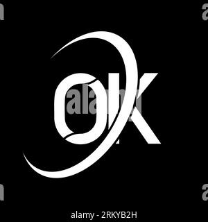 OK logo. O K design. White OK letter. OK/O K letter logo design. Initial letter OK linked circle uppercase monogram logo. Stock Vector