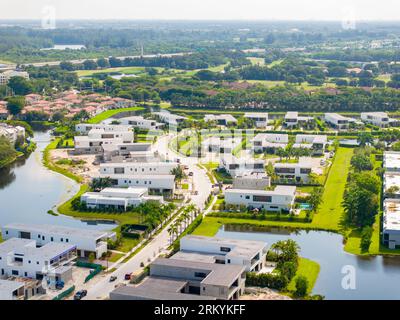 Aerial photo luxury homes in Weston Florida USA circa August 2023 Stock Photo