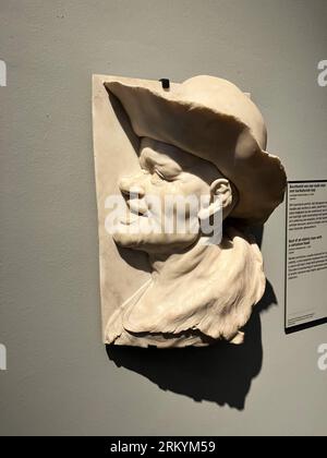 Amsterdam, Netherlands. August 11, 2023.Sculpture in stone of Michiel de Ruyter. High quality photo Stock Photo