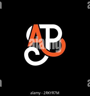 AP letter logo design on black background. AP creative initials letter logo concept. ap letter design. AP white letter design on black background. A P Stock Vector