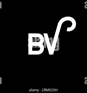 BV letter logo design on black background. BV creative initials letter logo concept. bv letter design. BV white letter design on black background. B V Stock Vector