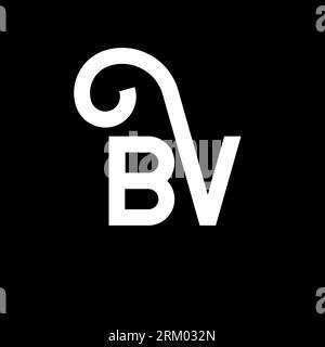 BV letter logo design on black background. BV creative initials letter logo concept. bv letter design. BV white letter design on black background. B V Stock Vector