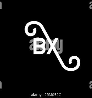 BX letter logo design on black background. BX creative initials letter logo concept. bx letter design. BX white letter design on black background. B X Stock Vector