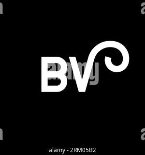 BV letter logo design on black background. BV creative initials letter logo concept. bv letter design. BV white letter design on black background. B V Stock Vector