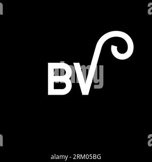 BV letter logo design on black background. BV creative initials letter logo concept. bv letter design. BV white letter design on black background. B V Stock Vector