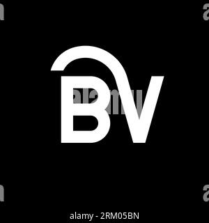 BV letter logo design on black background. BV creative initials letter logo concept. bv letter design. BV white letter design on black background. B V Stock Vector