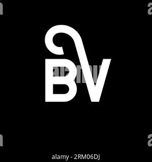 BV letter logo design on black background. BV creative initials letter logo concept. bv letter design. BV white letter design on black background. B V Stock Vector