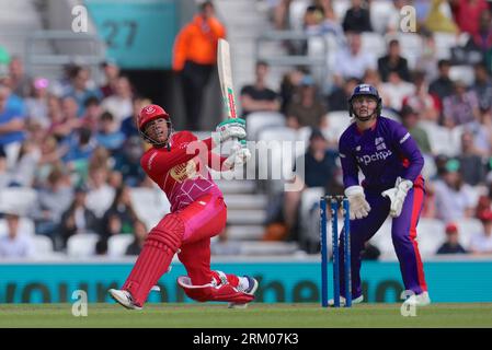 London, UK. 26th Aug, 2023. Sophia Dunkley of the Welsh Fire batting as The Northern Superchargers take on The Welsh Fire in The Hundred women's eliminator at The Kia Oval. Credit: David Rowe/Alamy Live News Stock Photo