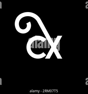CX letter logo design on black background. CX creative initials letter logo concept. cx letter design. CX white letter design on black background. C X Stock Vector