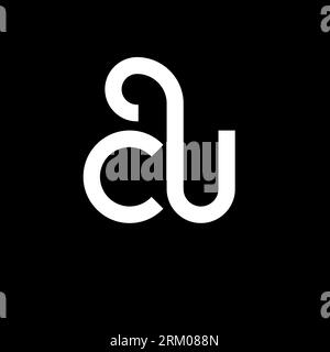 CU letter logo design on black background. CU creative initials letter logo concept. cu letter design. CU white letter design on black background. C U Stock Vector