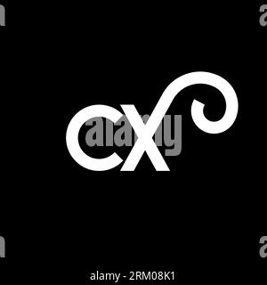 CX letter logo design on black background. CX creative initials letter logo concept. cx letter design. CX white letter design on black background. C X Stock Vector