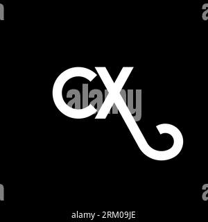 CX letter logo design on black background. CX creative initials letter logo concept. cx letter design. CX white letter design on black background. C X Stock Vector