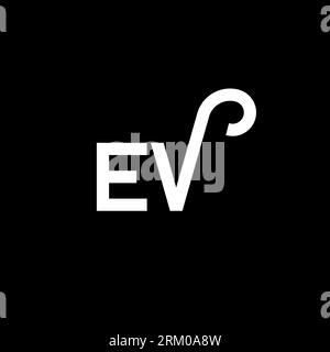 EV letter logo design on black background. EV creative initials letter logo concept. ev letter design. EV white letter design on black background. E V Stock Vector