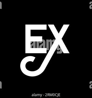 EX letter logo design on black background. EX creative initials letter logo concept. ex letter design. EX white letter design on black background. E X Stock Vector