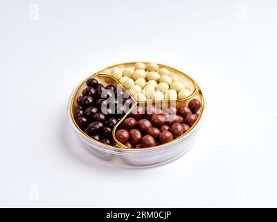 colorful chocolate pieces in elegantly designed box. rock candy. chocolote giftbox Stock Photo