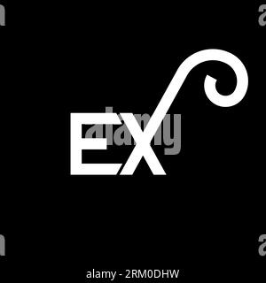 EX letter logo design on black background. EX creative initials letter logo concept. ex letter design. EX white letter design on black background. E X Stock Vector