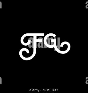FG letter logo design on black background. FG creative initials letter logo concept. fg letter design. FG white letter design on black background. F G Stock Vector
