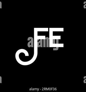 FE letter logo design on black background. FE creative initials letter logo concept. fe letter design. FE white letter design on black background. F E Stock Vector