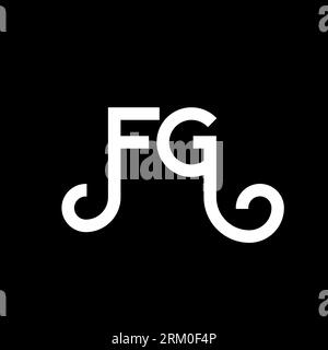 FG letter logo design on black background. FG creative initials letter logo concept. fg letter design. FG white letter design on black background. F G Stock Vector