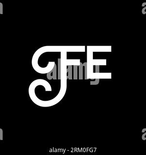 FE letter logo design on black background. FE creative initials letter logo concept. fe letter design. FE white letter design on black background. F E Stock Vector