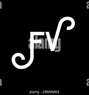 FV letter logo design on black background. FV creative initials letter logo concept. fv letter design. FV white letter design on black background. F V Stock Vector