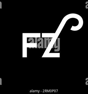 FZ letter logo design on black background. FZ creative initials letter logo concept. fz letter design. FZ white letter design on black background. F Z Stock Vector