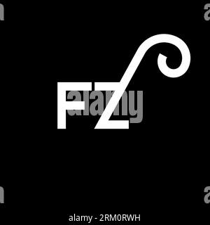 FZ letter logo design on black background. FZ creative initials letter logo concept. fz letter design. FZ white letter design on black background. F Z Stock Vector