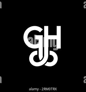 GH letter logo design on black background. GH creative initials letter logo concept. gh letter design. GH white letter design on black background. G H Stock Vector