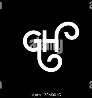 GH letter logo design on black background. GH creative initials letter logo concept. gh letter design. GH white letter design on black background. G H Stock Vector
