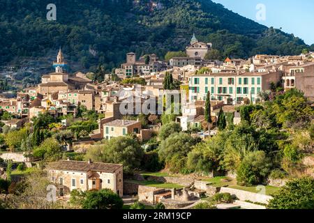 Valldemossa, Spain, Mallorca - November 08, 2022:: Panoramic view of the picturesque mountain village of Valldemossa in Spain on the island of Mallorc Stock Photo