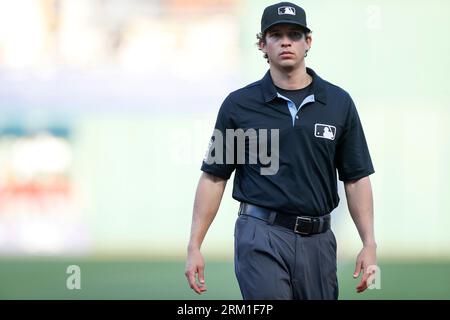 PITTSBURGH, PA - JULY 29: MLB home plate umpire Brian O'Nora (7) gestures  towards the dugout in the second inning during a regular season game  between the Philadelphia Phillies and Pittsburgh Pirates