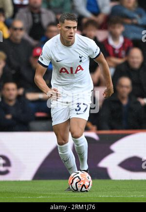 Vitality Stadium, Boscombe, Dorset, UK. 26th Aug, 2023. Premier League Football, AFC Bournemouth versus Tottenham Hotspur; Micky van de Ven of Tottenham Hotspur on the ball Credit: Action Plus Sports/Alamy Live News Stock Photo