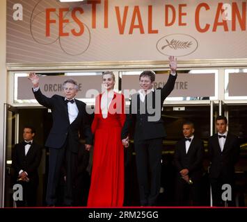 Bildnummer: 59701288  Datum: 25.05.2013  Copyright: imago/Xinhua (130525) -- CANNES, May 25, 2012 (Xinhua) -- Director Roman Polanski (L) attends the premiere of his film Venus in Fur with actor Mathieu Amalric (R) and actress Emmanuelle Seigner at the 66th Cannes Film Festival in Cannes, southern France, May 25, 2013. (Xinhua/Zhou Lei) FRANCE-CANNES-FILM FESTIVAL-COMPETITION-VENUS IN FUR PUBLICATIONxNOTxINxCHN Kultur Entertainment People Film 66 Internationale Filmfestspiele Cannes Filmpremiere Premiere xsp x0x 2013 quadrat      59701288 Date 25 05 2013 Copyright Imago XINHUA  Cannes May 25 2 Stock Photo