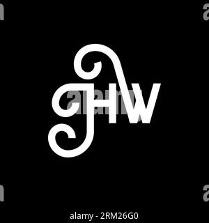 HW letter logo design on black background. HW creative initials letter logo concept. hw letter design. HW white letter design on black background. H W Stock Vector