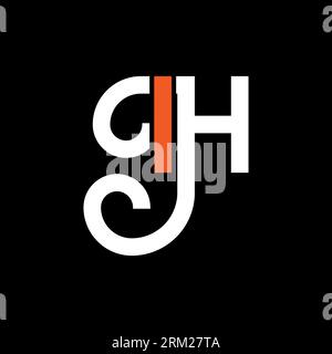 IH letter logo design on black background. IH creative initials letter logo concept. ih letter design. IH white letter design on black background. I H Stock Vector