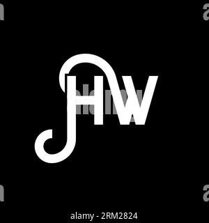 HW letter logo design on black background. HW creative initials letter logo concept. hw letter design. HW white letter design on black background. H W Stock Vector