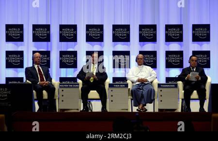 Bildnummer: 59785625  Datum: 06.06.2013  Copyright: imago/Xinhua (130606) -- NAY PYI TAW, June 6, 2013 (Xinhua) -- Chairman of the World Economic Forum Professor Klaus Schwab, Vietnamese Prime Minister Nguyen Tan Dung, Myanmar President U Thein Sein and Lao Prime Minister Thongsing Thammavong (L to R) attend the opening ceremony of the 22nd World Economic Forum on East Asia held at Myanmar International Convention Center (MICC) in Nay Pyi Taw, Myanmar, June 6, 2013. The 22nd World Economic Forum on East Asia, hosted by Myanmar for the first time, was formally opened at Myanmar International Co Stock Photo